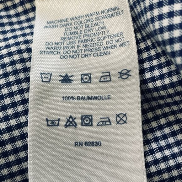Lands End Supima Cotton Button Down Shirt Tailored Fit Blue Check 17/37 - Picture 4 of 7